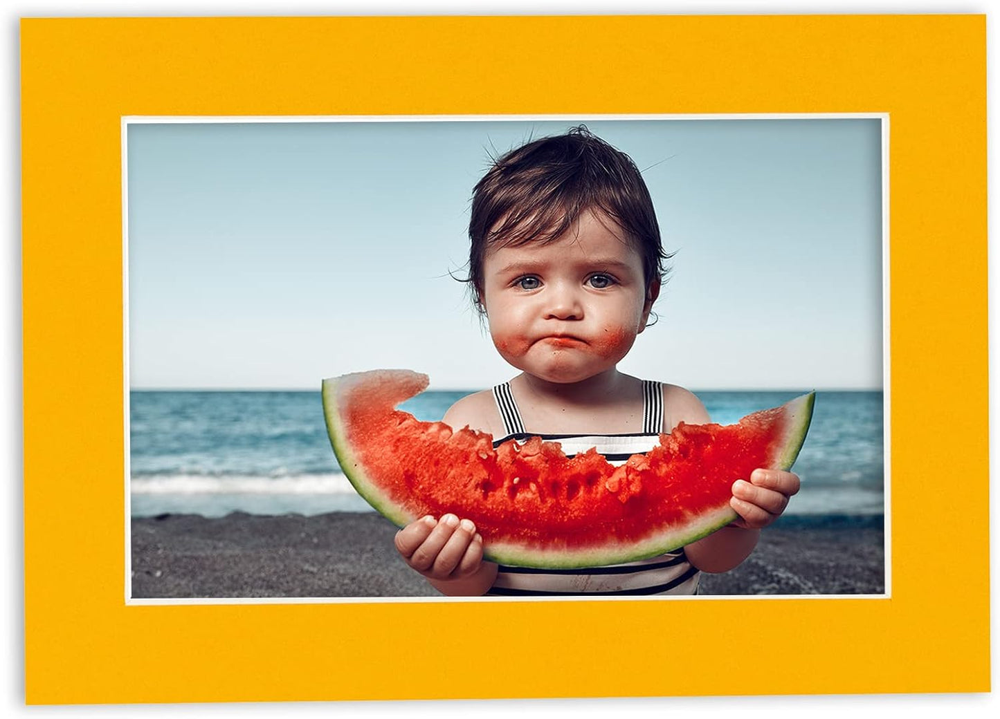 8x10 Mat Bevel Cut for 5.5x8.5 Photos - Acid Free Golden Orange Precut Matboard - For Pictures, Photos, Framing - 4-ply Thickness