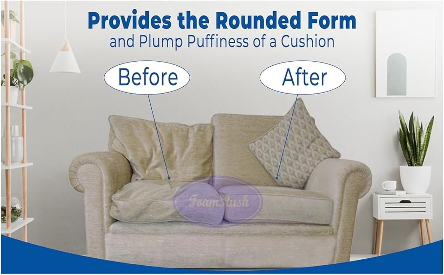 FoamRush 12" x 24" x 24" Seat Cushion Foam with Batting/Dacron (Cushion Seat Replacement) Made in USA