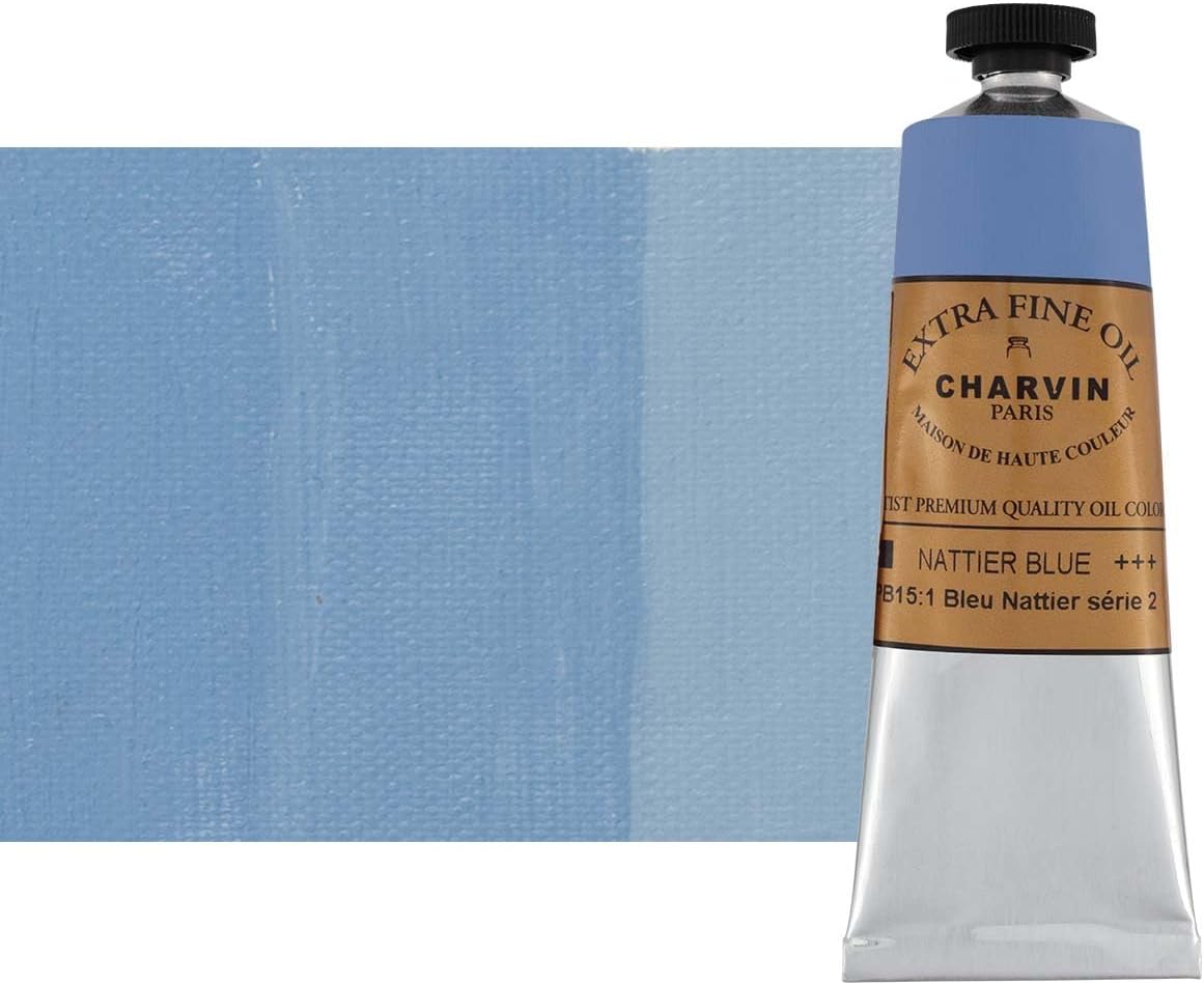 Charvin Extra Fine Oil Paint, Nattier Blue 60 mL - Triple-Milled, Rich Texture, Poppy Oil-Based, Light-Fast, Handmade, Archival Quality