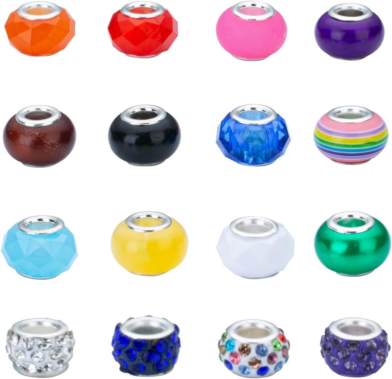 LAIDANLA Rainbow Large Hole Beads, 200pcs 15mm European Style, Resin, Plastic, Acrylic, Round, Loose Beads for Jewelry Making, Crafts, Decoration