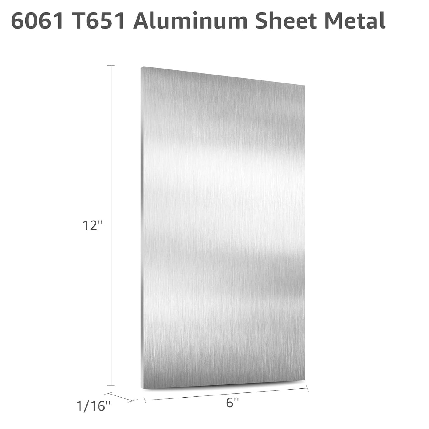 2 Pack 6061 T651 Aluminum Sheet Metal 6" x 12" x 1/16" (0.06") Rectangle Metal Plate Covered with Protective Film, 1.5mm Flat Aluminum Plate for Crafting and Industry