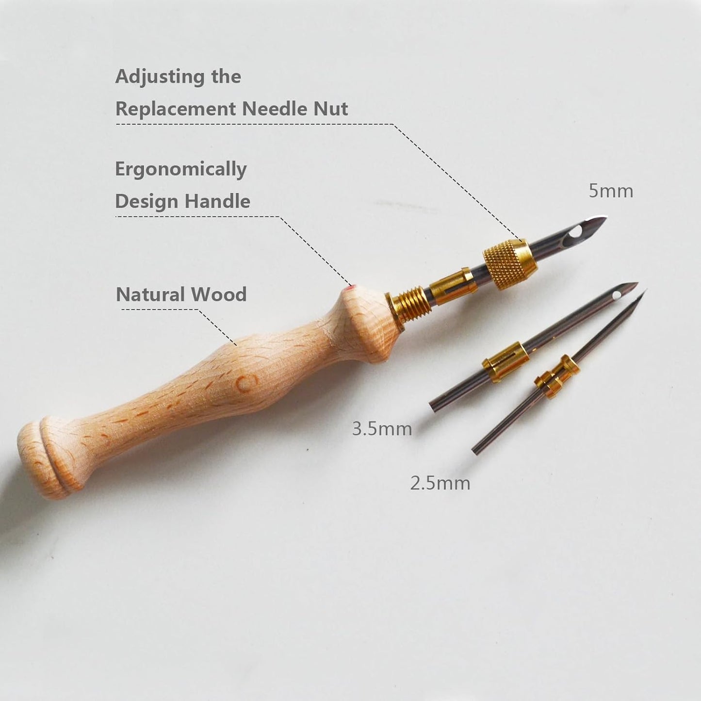 DiaWiew Adjustable Punch Needle Kit - Punch Needle Tool Include Wooden Handle Embroidery Pen Kits - Punch Needle Set for DIY Craft Decoration and Gifts - Perfect for Adults Beginners