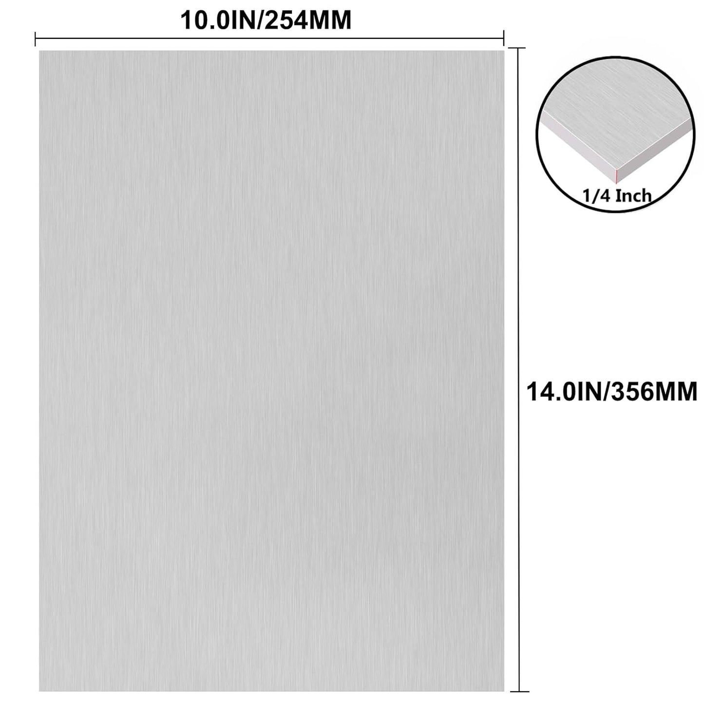 6061 T651 Aluminum Sheet Metal 10 x 14 x 1/4 (6MM) Inch Thick Flat Plain Aluminum Plate Covered with Protective Film, Heat Treatable Rectangle 6MM Aluminum Metal Plate for Industrial