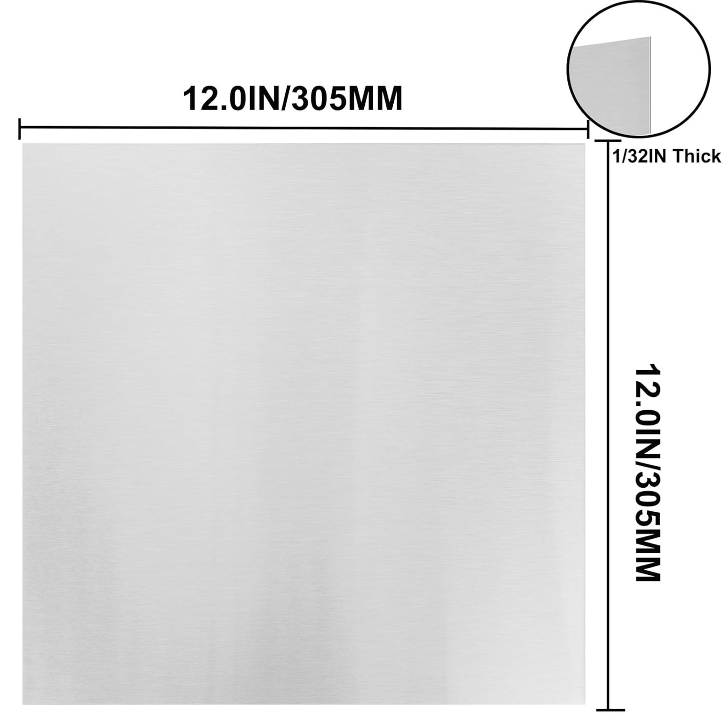 304 Stainless Steel Sheets Metal 12" x 12" x 1/32"(0.0315”) Inch 304 Stainless Steel Plates 20 Gauge(0.8MM) Stainless Steel Shim Stock Plates Metal Sheets for Crafting, Stovetop, Snow Frosted Surface