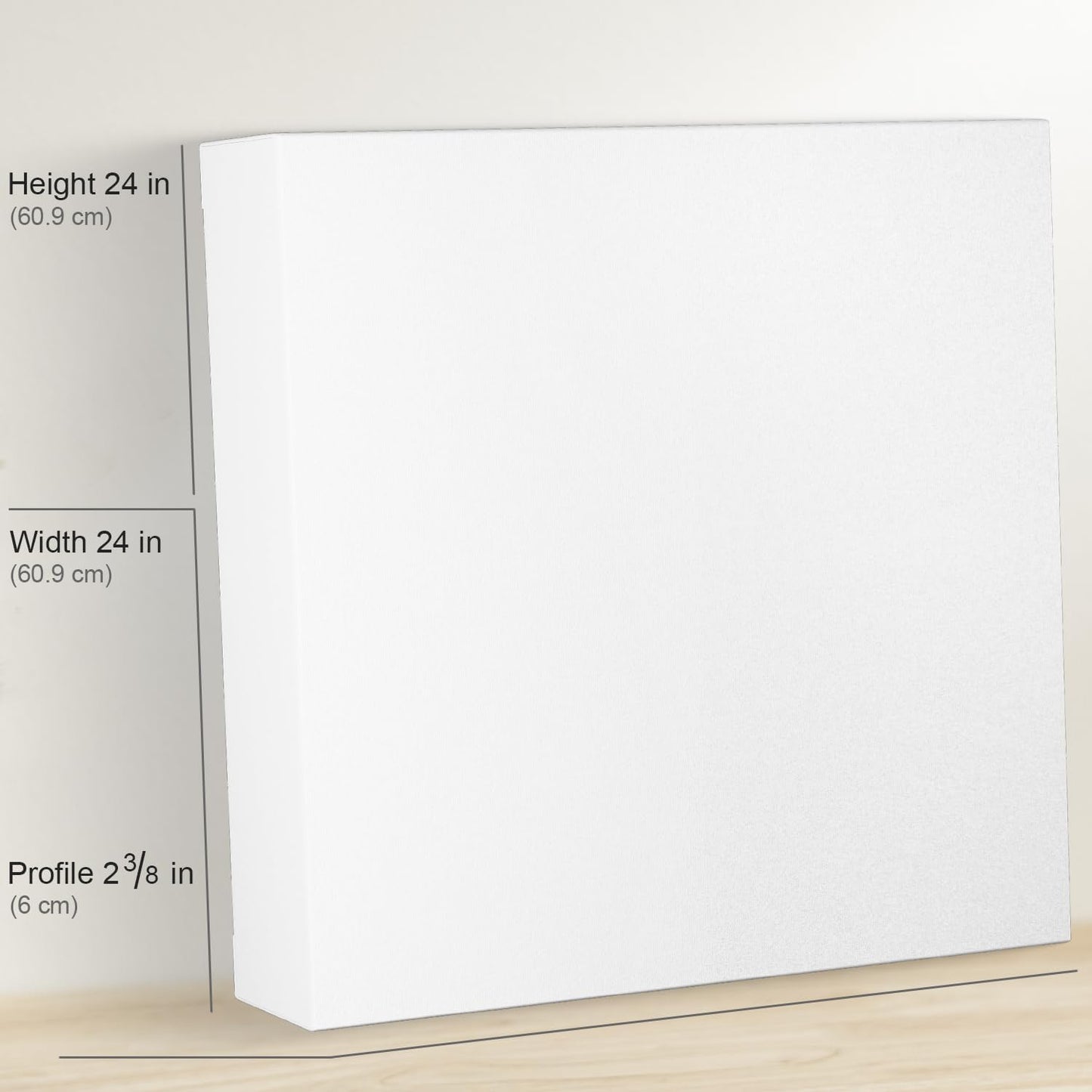 PHOENIX 24x24 Inch Museum Canvas - 2 3/8 Inch Thick Porfile Deep Large Stretched Canvas for Painting 1 Pack 100% Cotton 11 Oz. Gesso Primed White Blank Professional Canvas Oil & Acrylic Paints