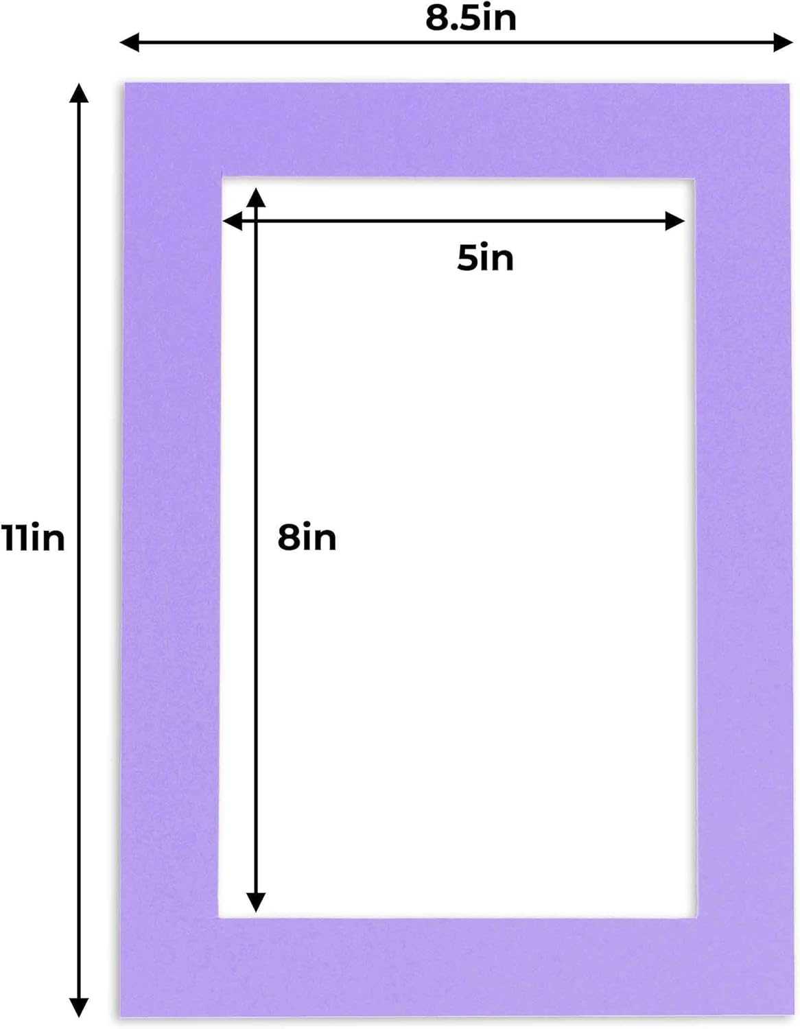 5.5x8.5 Mat for 8.5x11 Frame - Precut Mat Board Acid-Free Light Purple 5.5x8.5 Photo Matte For a 8.5x11 Picture Frame, Matboard for Family Photos, Show Kits, Art, Picture Framing, Pack of 1 Mat