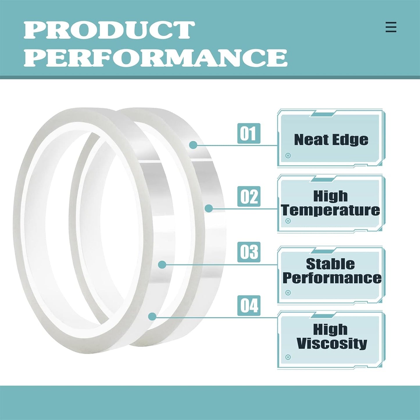 2 Rolls 10mm x33m(108ft) Clear Heat Tape,Transparent High Temperature Heat Resistant Tape,Heat Transfer Tape for Heat Press and Sublimation,Heat Transfer Vinyl,No Residue