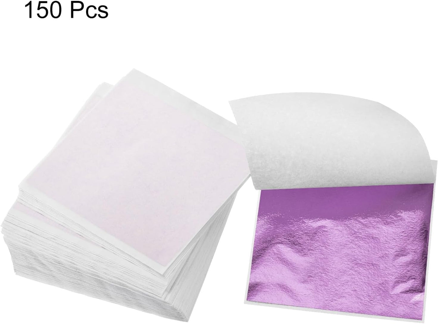 MECCANIXITY Gold Leaf Foil Sheet, Pink Purple Leaf Papers, 3.3 Inch x 3.1 Inch for Art Decoration, Sculptures, Painting, Pack of 150 Pcs
