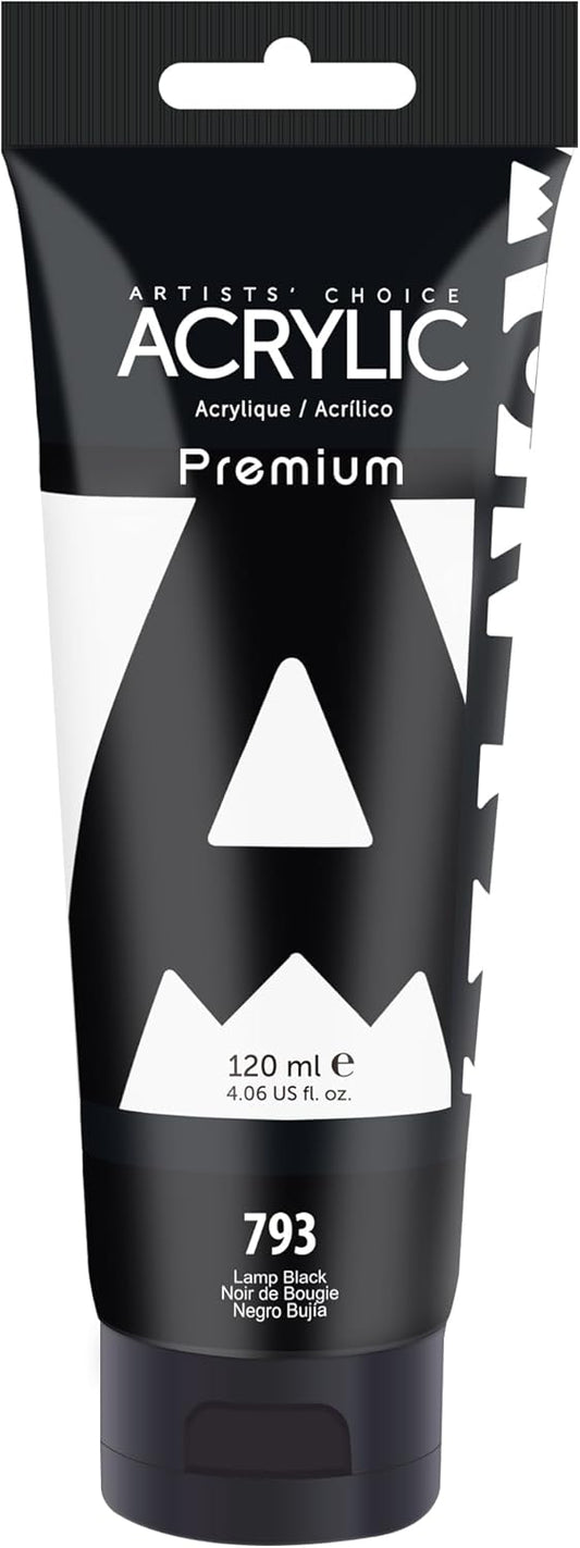 AUREUO Lamp Black Acrylic Paint, 4 Fl Oz / 120ml Single Tube, Rich Pigment Art Craft Paints for Canvas, Rocks, Wood, Ceramic, Fabric - Art Supplies for Beginners, Professionals, Artists
