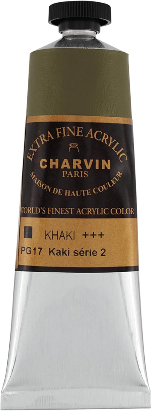 Charvin Extra Fine Professional Acrylic Paint - Khaki, 150ml Tube, Triple-Milled, Lightfast Pigments, Open Stock Artist Acrylic Paints in Nature-Inspired Hues