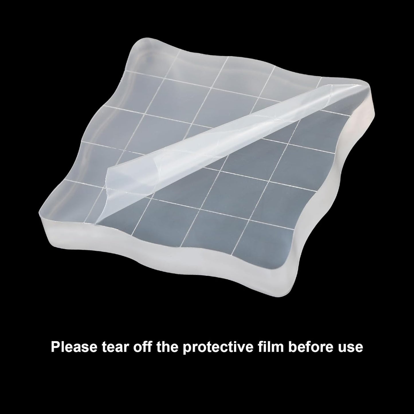 PATIKIL 1.6"x1.6" Acrylic Stamp Block, 6Pcs Clear Stamping Block with Grid Lines Decorative Mounting Blocks Wave for Scrapbooking DIY Crafts Card Making