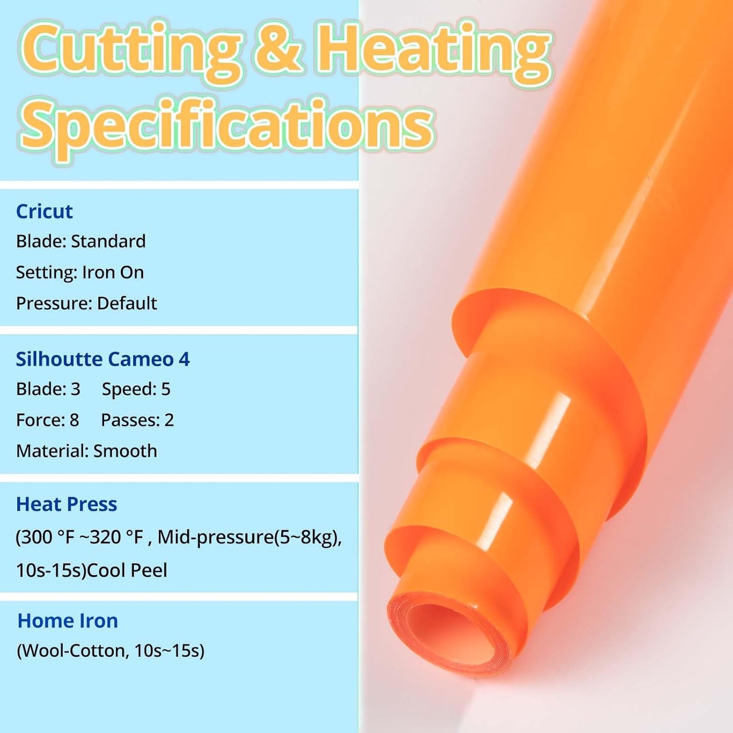 HTVRONT Neon Heat Transfer Vinyl Bundle - 8 Rolls 12in * 3ft Iron on Vinyl for T-Shirts, Green & Orange Neon HTV Easy to Cut & Weed, Compatible with Cricut or Silhouette Cameo