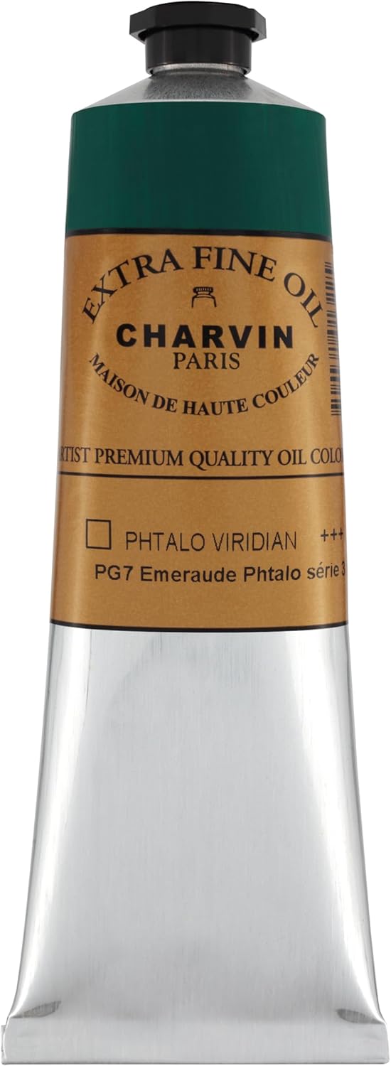 Charvin Extra Fine Oil Paint, Phthalo Viridian 150 ml - Triple-Milled, Rich Texture, Poppy Oil-Based, Light-Fast, Handmade, Archival Quality