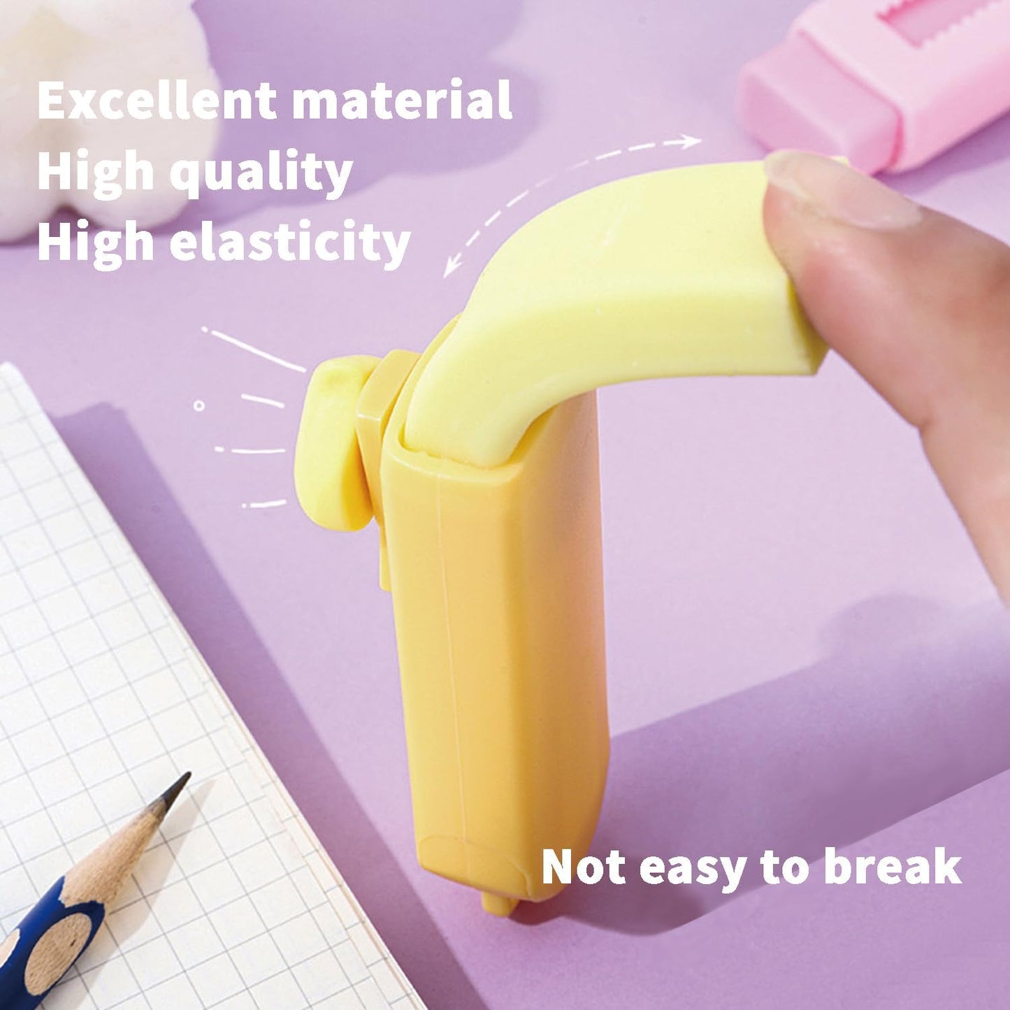 5 Pack Sliding Retractable Pencil Eraser with Plastic Sleeve, Large White Erasers for School Office, Art Erasers for Drawing