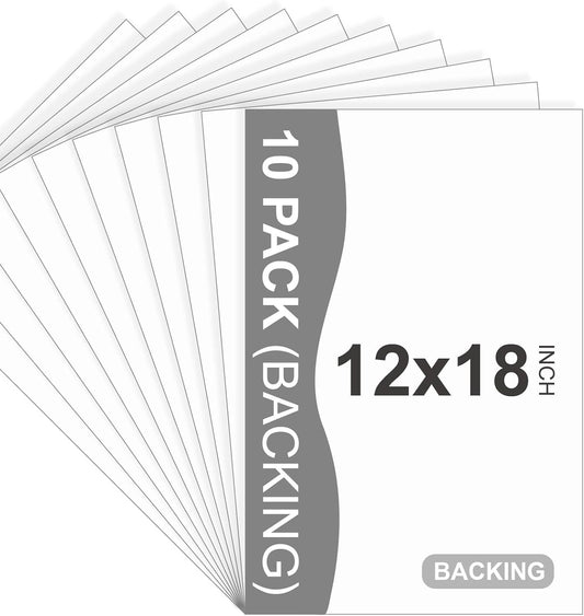10 Pack Backing Boards, 12x18 Uncut White Mats Matboards, Acid-Free Backerboards for Art Prints, Ideal for Photos, Pictures, Prints, and Frames