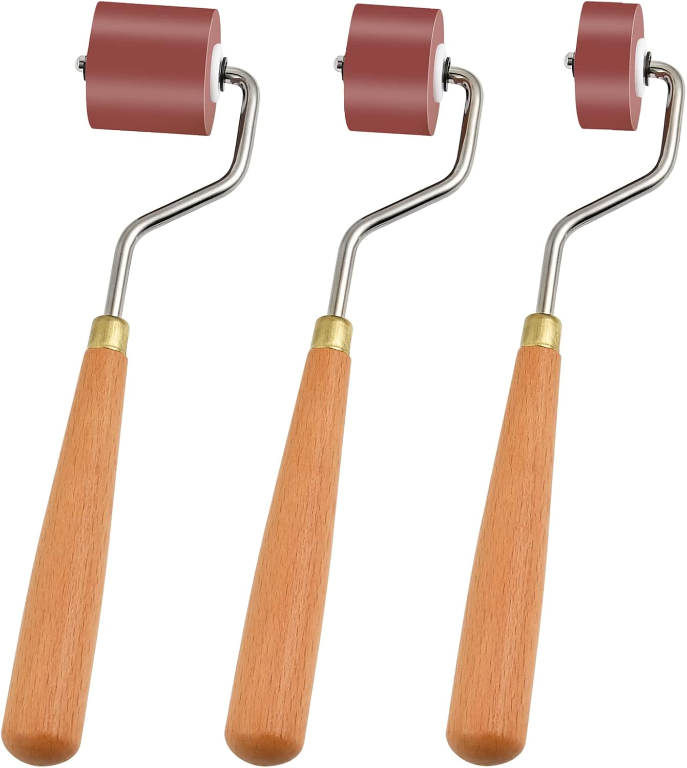 Milkary Rubber Rollers Brayer, 3 Pcs Brayer Ink Roller with Comfort Grip for Print, Craft Stamping Brayers, Stamping Tools