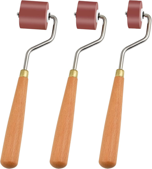 Milkary Rubber Rollers Brayer, 3 Pcs Brayer Ink Roller with Comfort Grip for Print, Craft Stamping Brayers, Stamping Tools