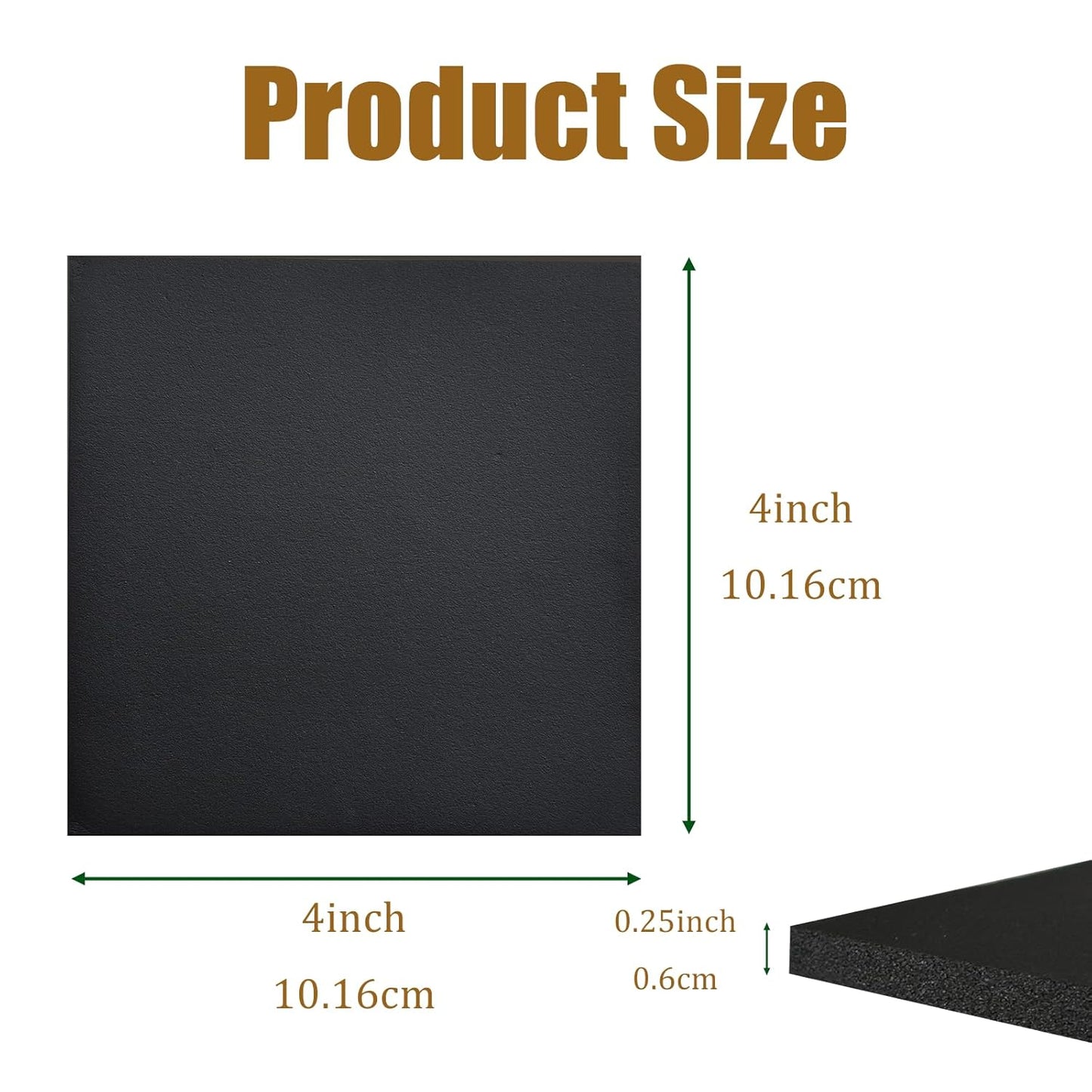 4 Pieces Adhesive Foam Padding 1/4 in Thick X 4 in X 4 in, Anti Vibration Pads, Closed Cell Foam Pads for Anti-Slip, Shock Absorption