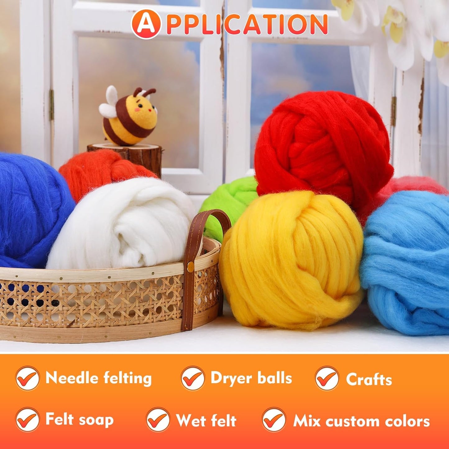 3.53oz Wool Roving Yarn, Wool Felting Supplies, Pure Wool, Chunky Yarn, Spinning Wool Roving for Needle Felting Wet Felting DIY Hand Spinning (Coffee)