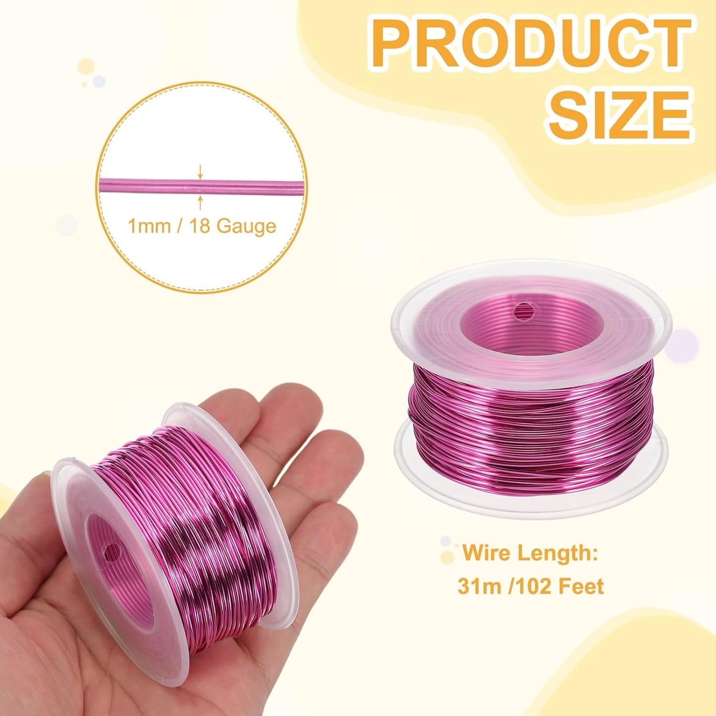 uxcell 18 Gauge / 1mm Anodized Aluminum Wire for Jewelry Craft Making, 102 Feet Bendable Flexible Wire for DIY Home Decor Gardening Sculpture, Rose Red