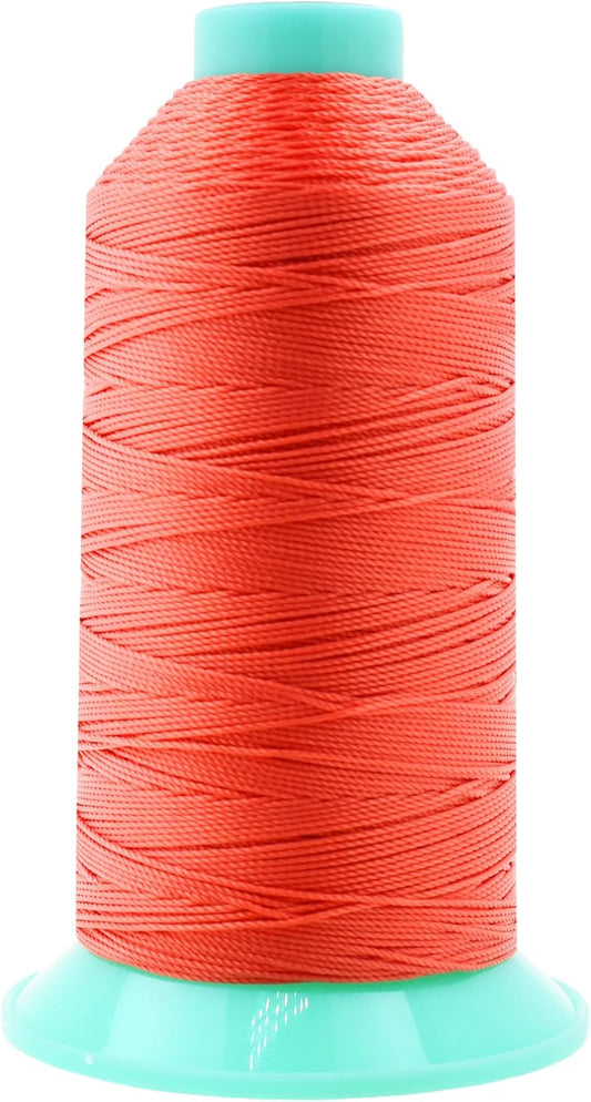 Mandala Crafts Bonded Nylon Thread Coral Heavy Duty Sewing Threads - 415 YDs Size 346 210D T350 Tex 350 Thread for Leather Jeans Weaving Outdoor Marine Upholstery Threads