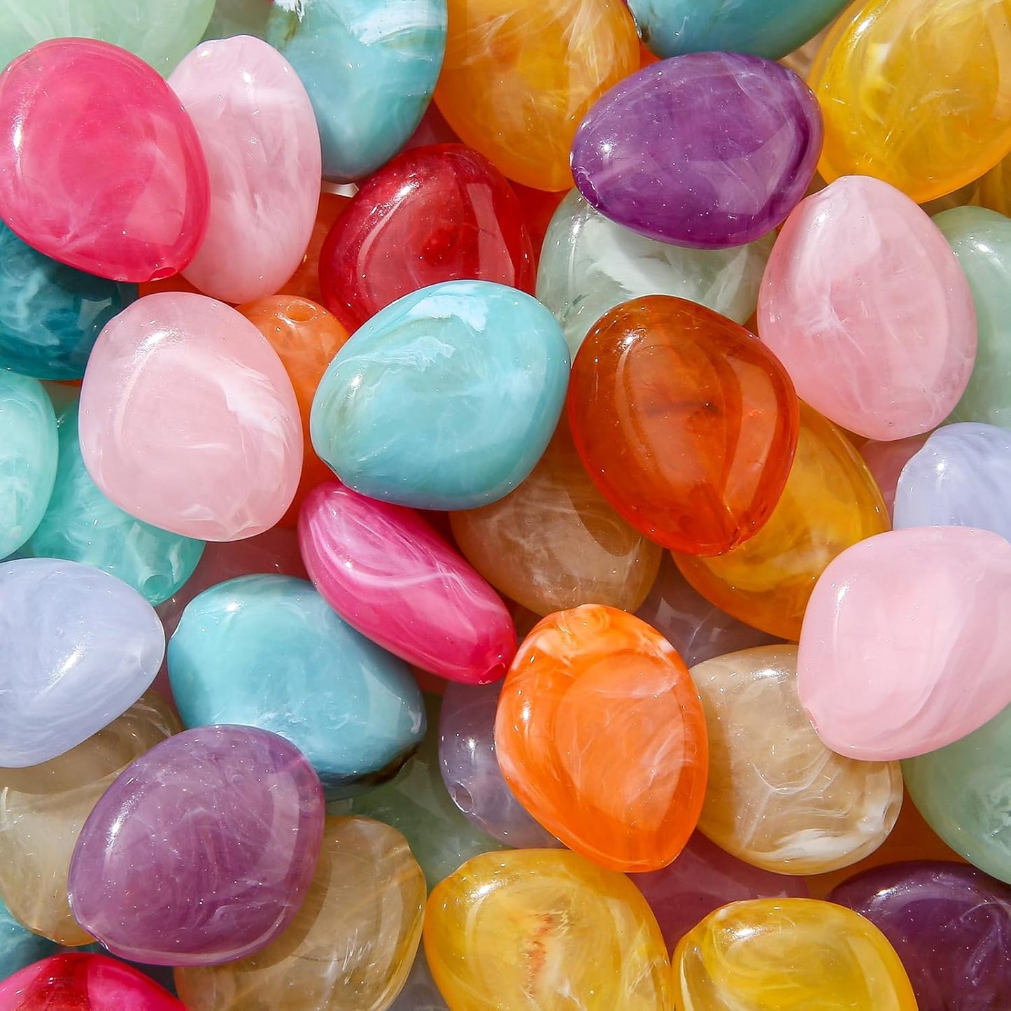 80pcs Acrylic Beads Large Imitation Marble Bead Vintage Colors Beads for Jewelry Making Bracelet Necklace Craft Making Supplies(19 * 23light)