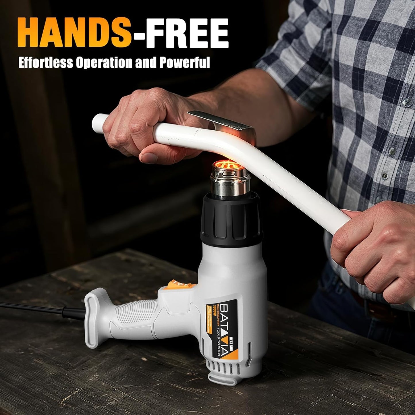 Heat Gun - BATAVIA Dual Protection Fuses 1800W Heavy Duty Fast Heat Hot Air Gun with 752℉&1112℉ Dual-Temperature Settings and 4 Nozzles with Overheat Protection for Crafts, Vinyl Wrap, Shrink Tubing