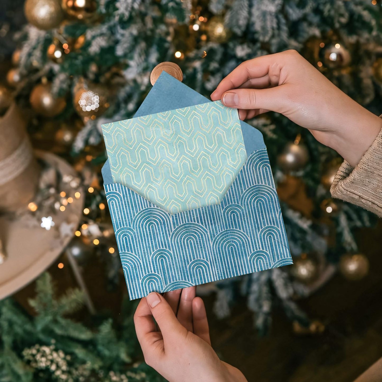 6''x 6'' Blue Geometric Scrapbook Paper Pad- 24 Sheets Double Sided Paper for Junk Journal Supplies DIY Cards Making Decor Gifts Crafts Wrapping Decorative Collage Folded Photo Album