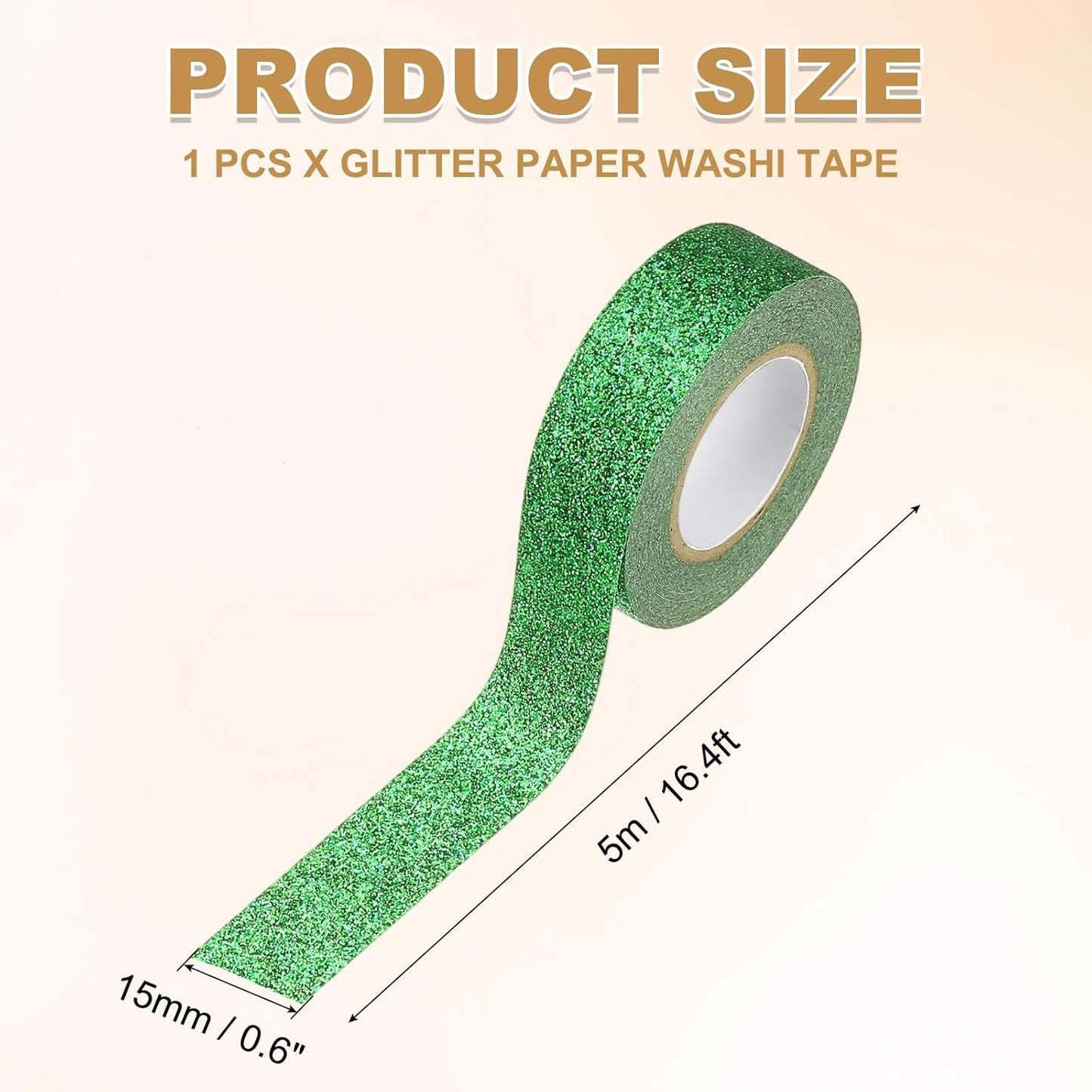 PATIKIL 1 Roll Glitter Paper Washi Tape, Washi Decorative Tape for Crafts, Green
