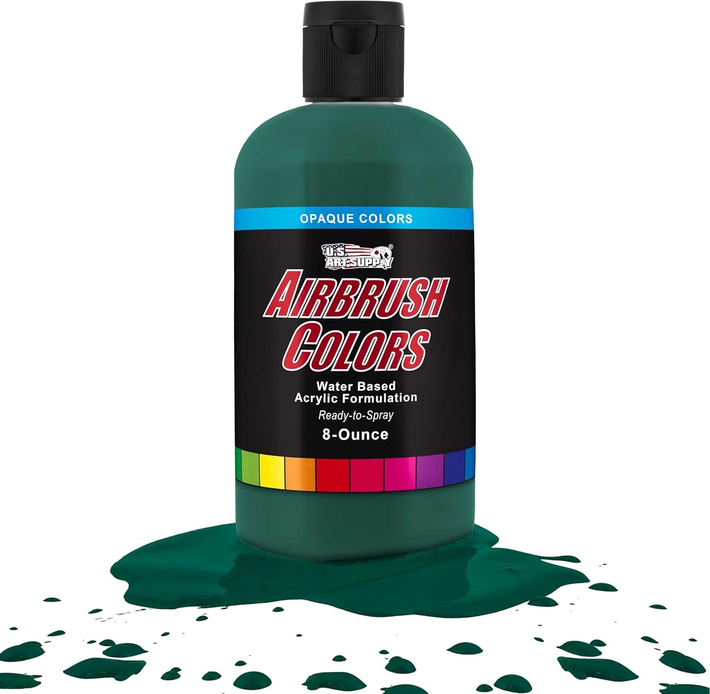 U.S. Art Supply Opaque Phtalo Green Acrylic Special Effects Airbrush Paint - 8oz Ready to Spray Air Brush Paint for Nails, Models, Fabric - Water-Based Air Brush Painting