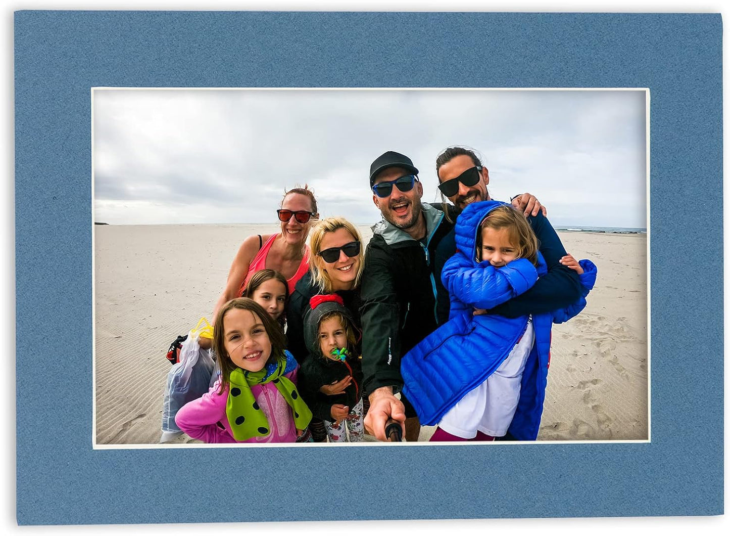 8x10 Mat Bevel Cut for 5.5x8.5 Photos - Acid Free Steel Blue Precut Matboard with Backing Board and Crystal Clear, Self Seal Photo Mat Bag - for Pictures, Photos, Framing - 4-ply Thickness