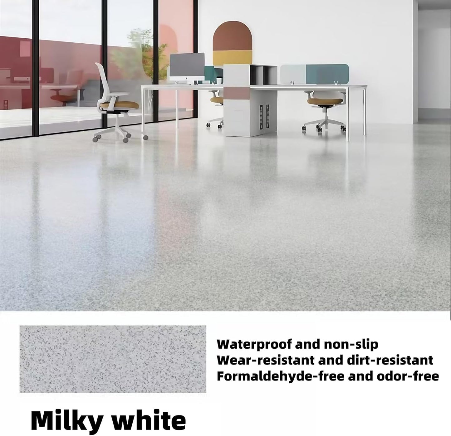 Epoxy Colored Sand Floor Paint, Epoxy Floor Paint High Gloss Marble Effect Coating for Indoor and Outdoor, Wear-resistant and non-slip Self-leveling Coating White 105OZ(3KG)