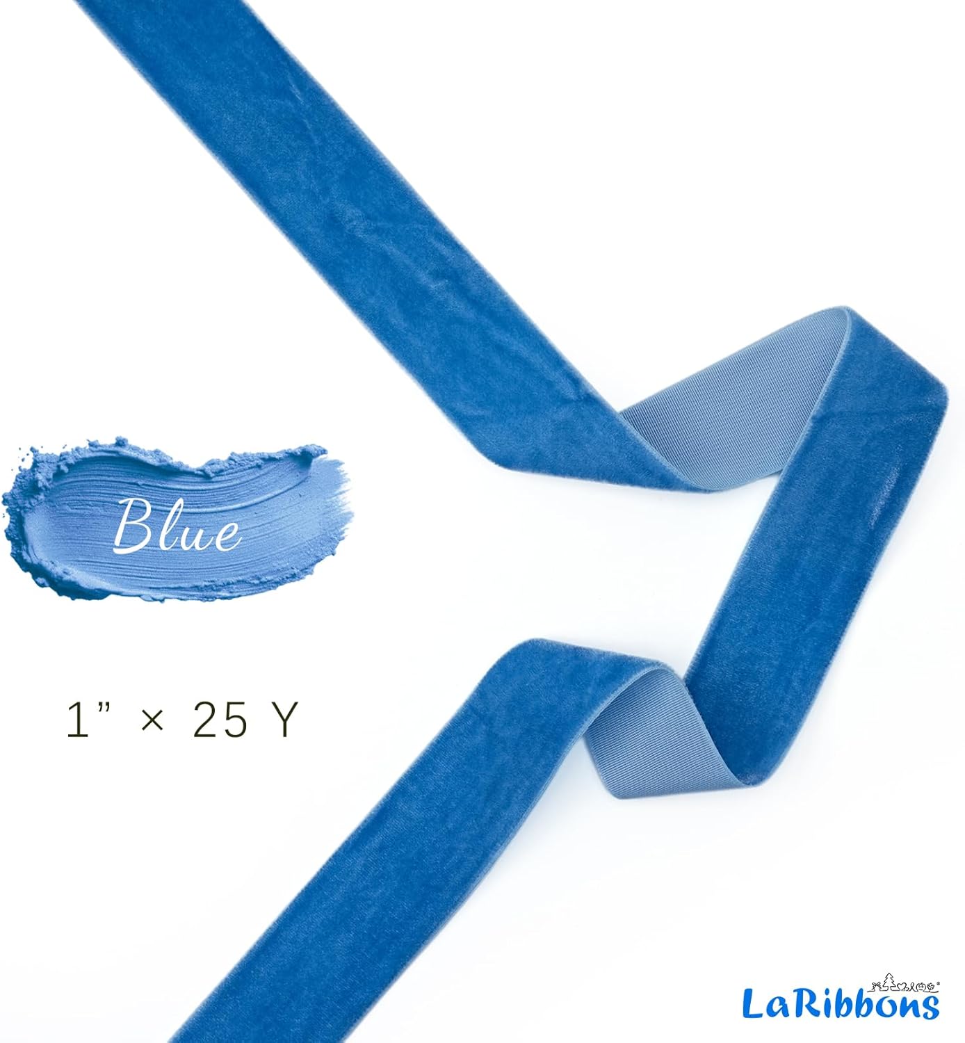 LaRibbons Thin Velvet Ribbon 1 Inch x 25 Yards, Dusty Blue Velvet Ribbon for Christmas Tree, Gift Wrapping, Wreath Bow, Outdoor Decoration
