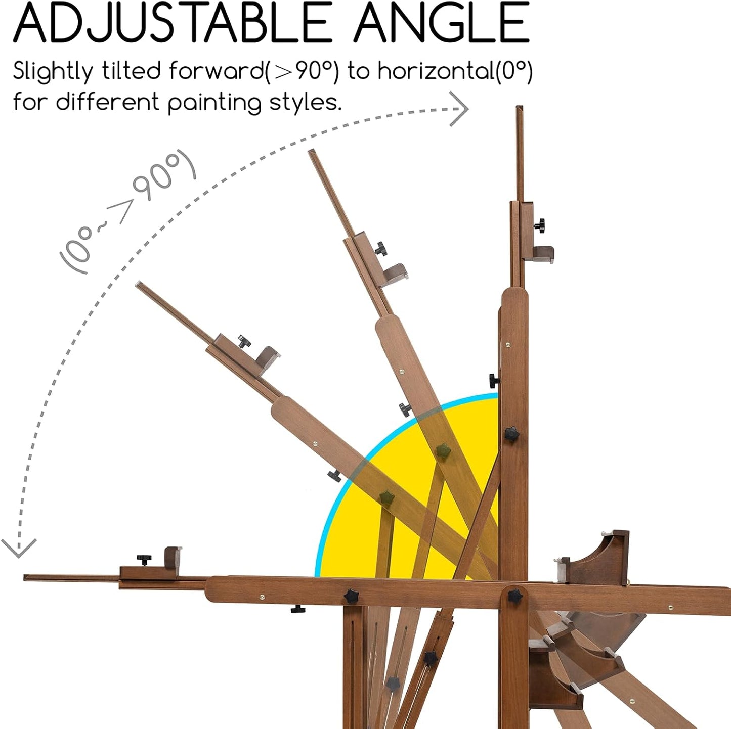 MEEDEN Enlarged Heavy-Duty H-Frame Easel: Artist Solid Beech Wooden Studio Easel - Professional Painting Art Easel Stand with 4 Lockable Wheels & Leveling Bolts - Hold Canvas up to 86" H,Walnut