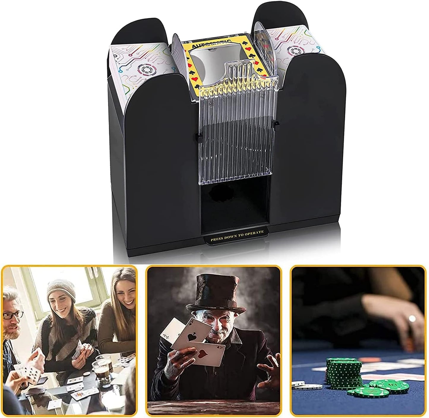 Nileole 6 Decks Automatic Card Shuffler, Battery-Operated for UNO,Phase10, Texas Hold'em, Poker, Home Card Games, Blackjack, Party Club