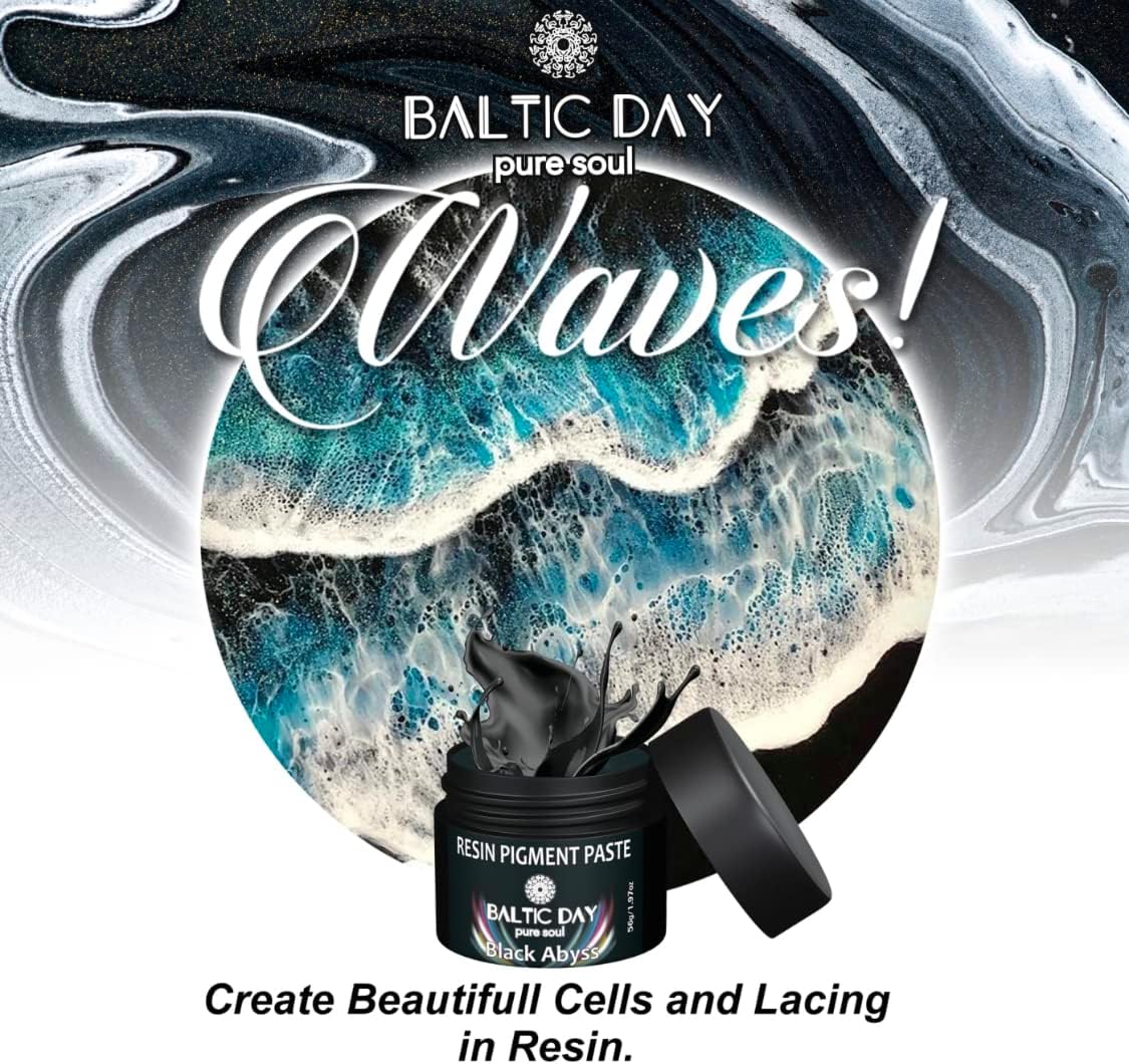 BALTIC DAY Black Abyss Pigment Paste for Epoxy Resin – Ultra-Opaque Black Resin Colorant, 191g/6.7oz – Smooth Blend for Epoxy Art, Jewelry, DIY Crafts