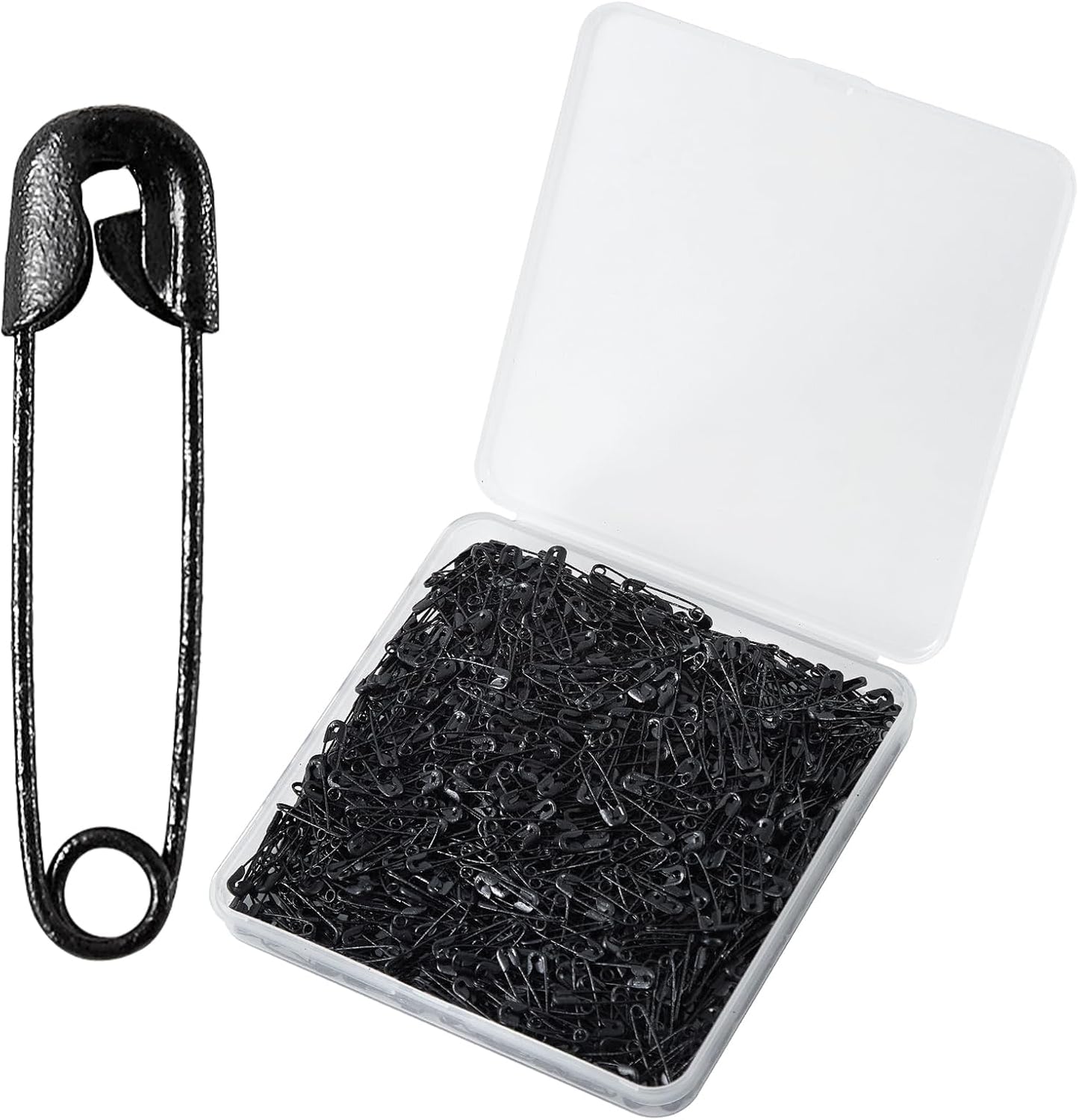 1000PCS Safety Pins, 0.75In/19mm Small Fastening Pins, Rust Resistant Nickel Plated Steel Set for Crafting, Sewing, Jewelry Making Fabric, Rimming Fastening Clip Button for Garment Hang Tag (Black)