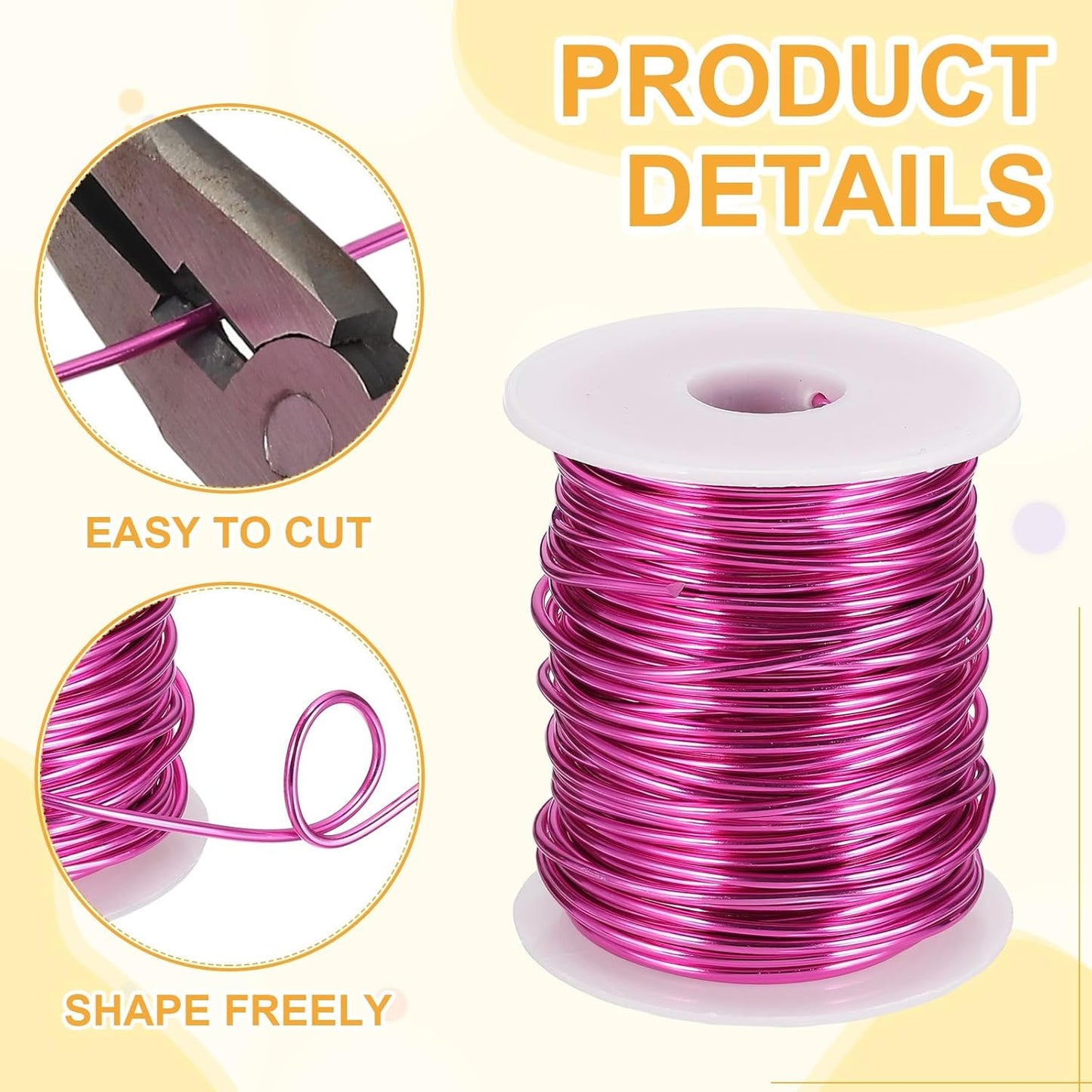 uxcell 12 Gauge / 2mm Anodized Aluminum Wire for Jewelry Craft Making, 102 Feet Bendable Flexible Wire for DIY Home Decor Gardening Sculpture, Rose Red