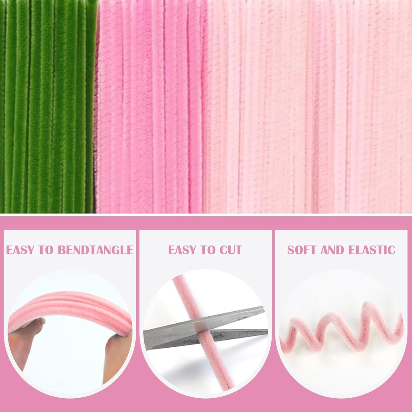 Rarapop 400 Pcs Pipe Cleaners Bulk Chenille Stems for DIY, 4 Assorted Colors Flower Making Kit with Floral Wires, Gardening Tape,Stamen and Ribbon for Art and Craft Projects
