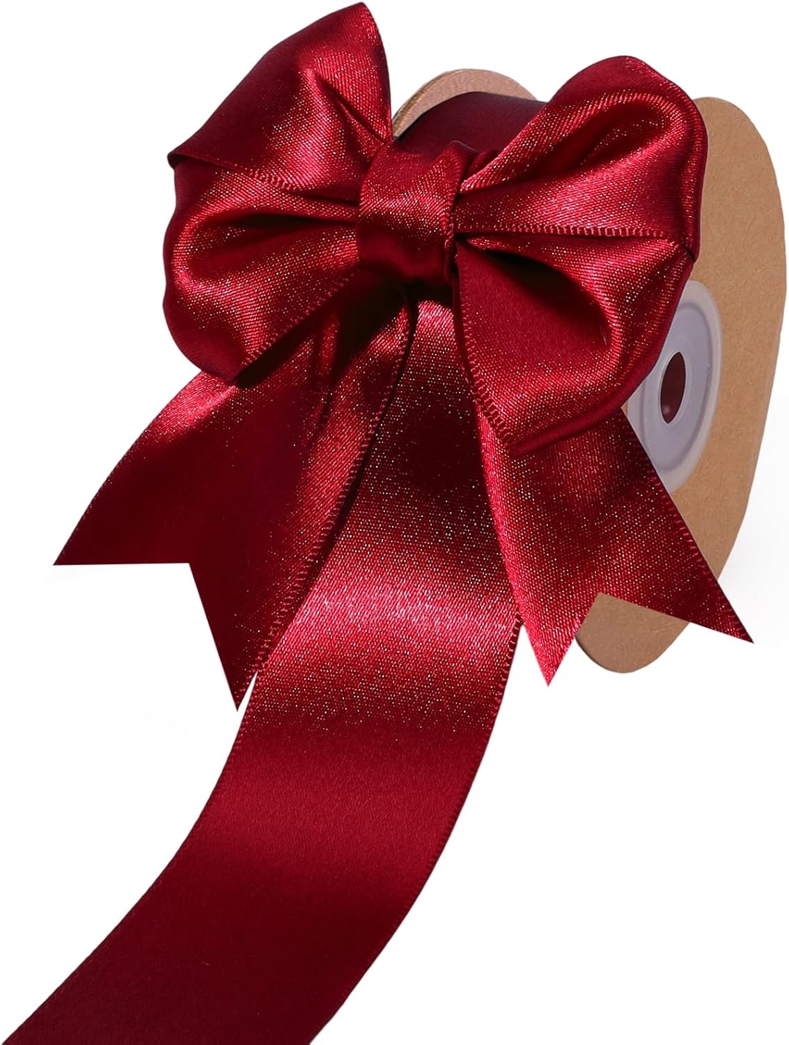 LaRibbons Burgundy Satin Ribbon 1 1/2 Inch 50 Yards, Luxury Double Faced Red Silk Ribbon for Flower Bouquet Crafts Gift Wrapping Wedding Bow Christmas Decoration