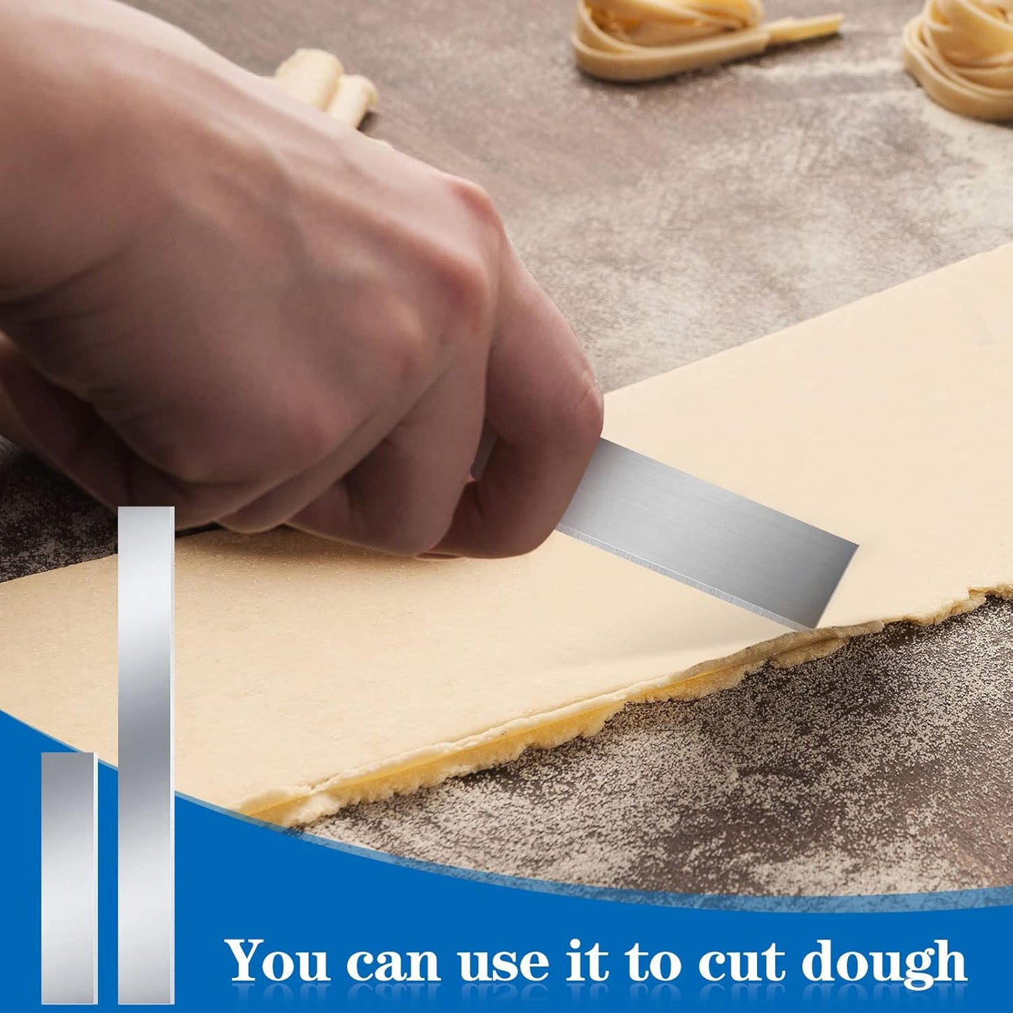 Honoson 5 Pieces Flexible Polymer Clay Tissue Blade Cutters Slicer Carbon Steel Polymer Clay Cutting Slicing Tools for Blade DIY Shaping Modelling Slicing Sculpting, Straight and Wave