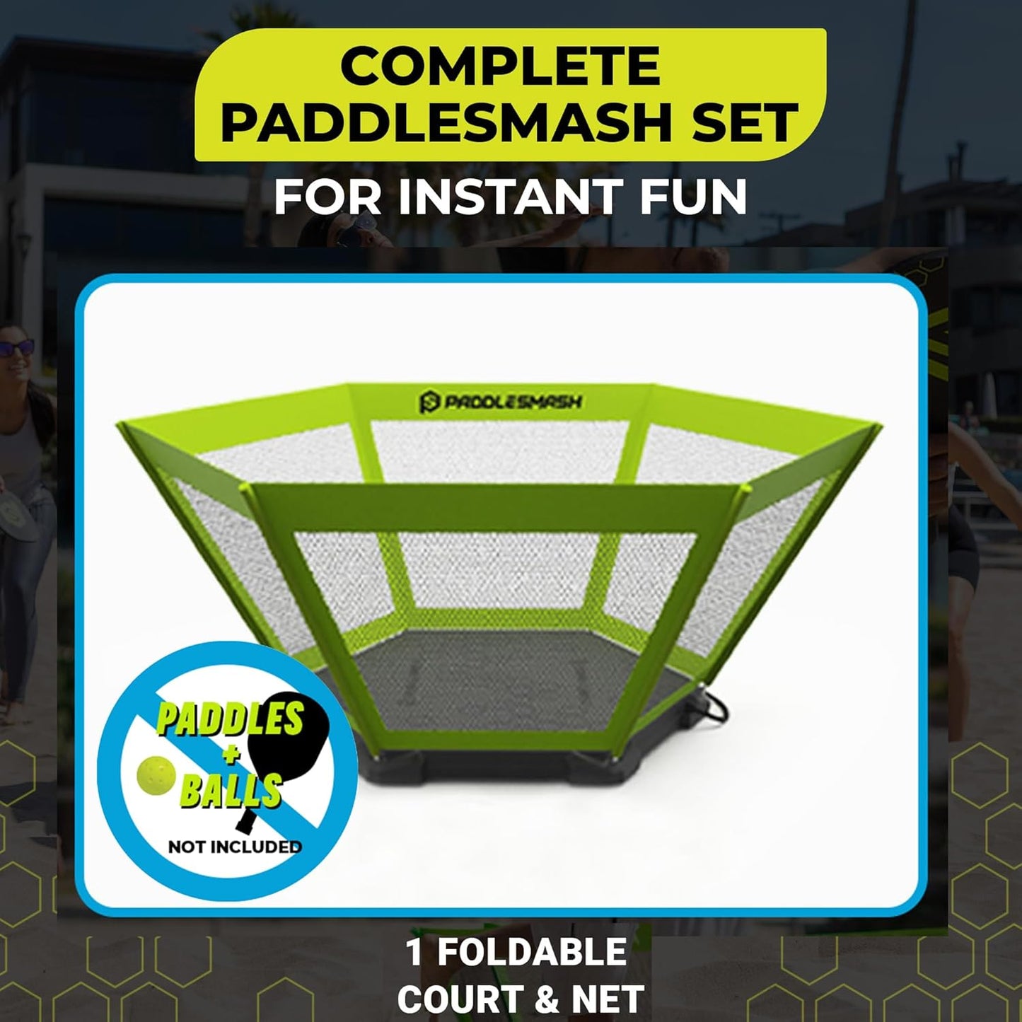 PaddleSmash - Pickleball Yard Game As Seen on Shark Tank - Beach, Backyard, Tailgate & Lawn, Outdoor Activities for Adults and Family - Easy Assembly