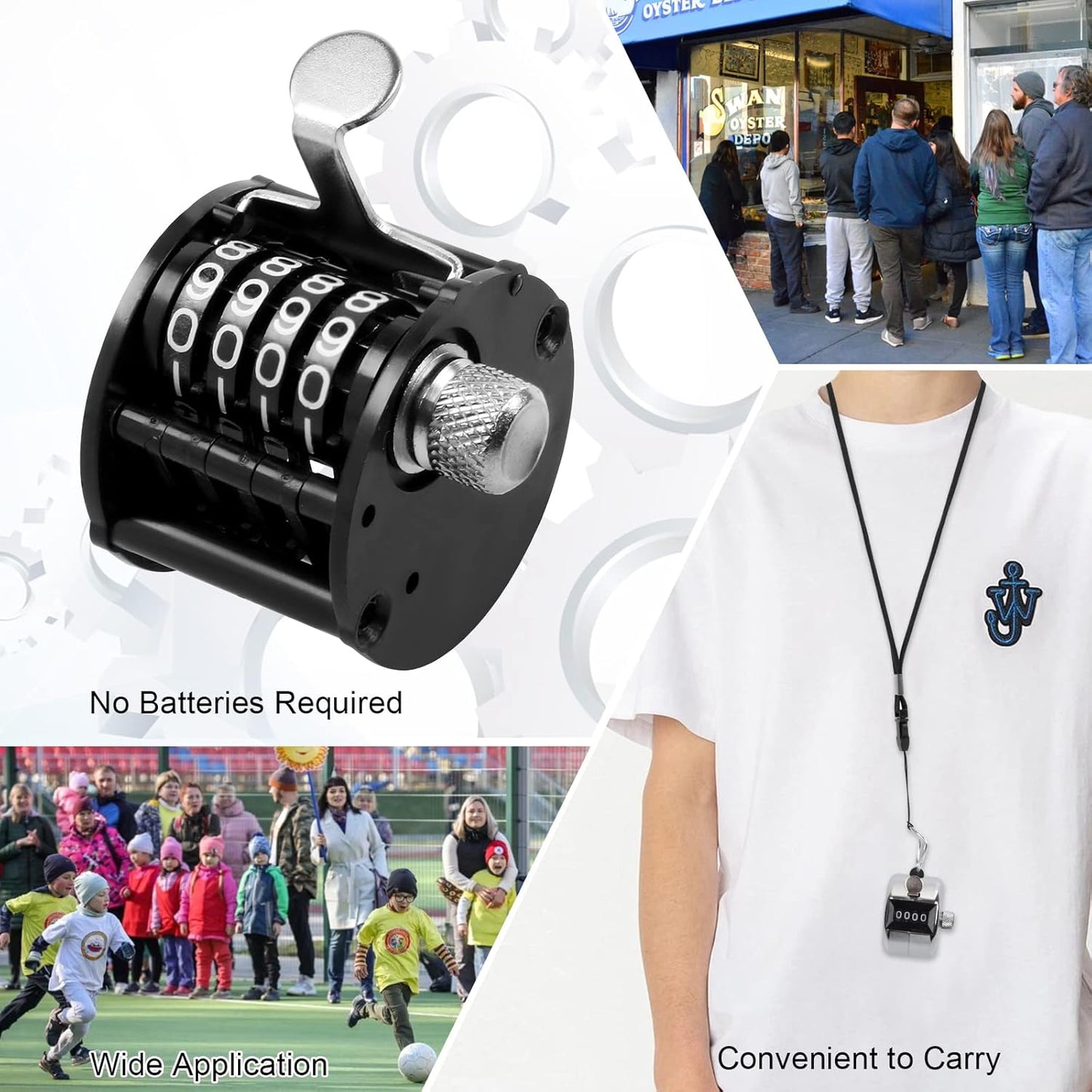 2 Pack Metal Hand Counter Four-Digit Counter with Nylon Lanyard Silver Counter Click Counter Handheld Click Counter Digital Counting