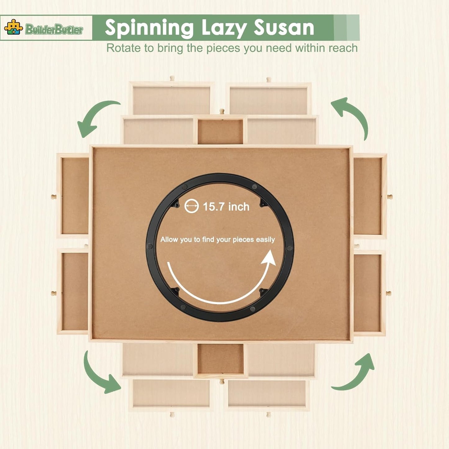 1500 Pieces Rotating Puzzle Board with 6 Drawers,34.25"x25.2" Portable Wooden Jigsaw Puzzle Table with Lazy Susan Spinning Cover