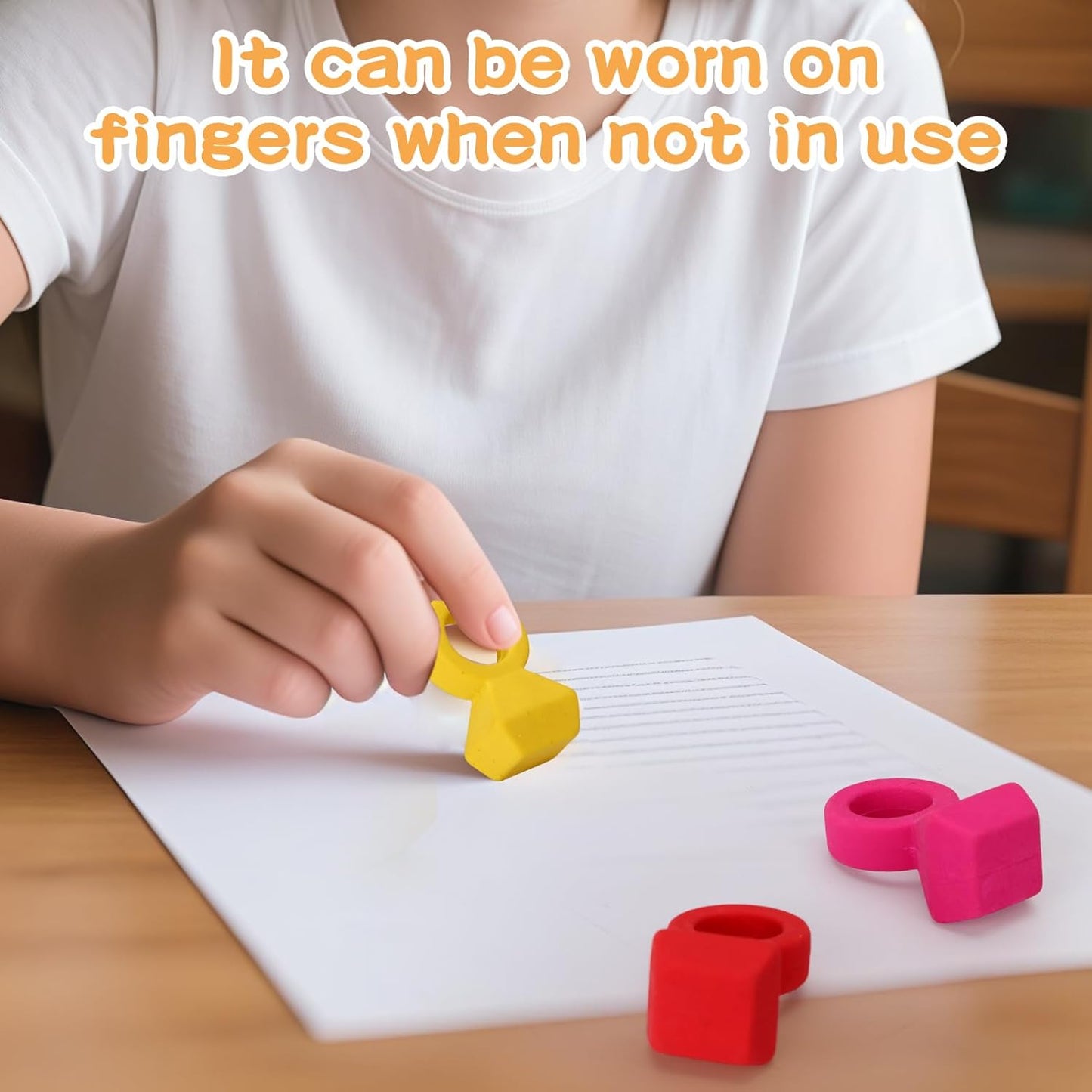 16 Pcs Eraser，Ring Erasers, 4 Assorted Colors, Funny Cute Rubber Erasers, Ring Shaped Pencil Eraser for Teachers, Office Use