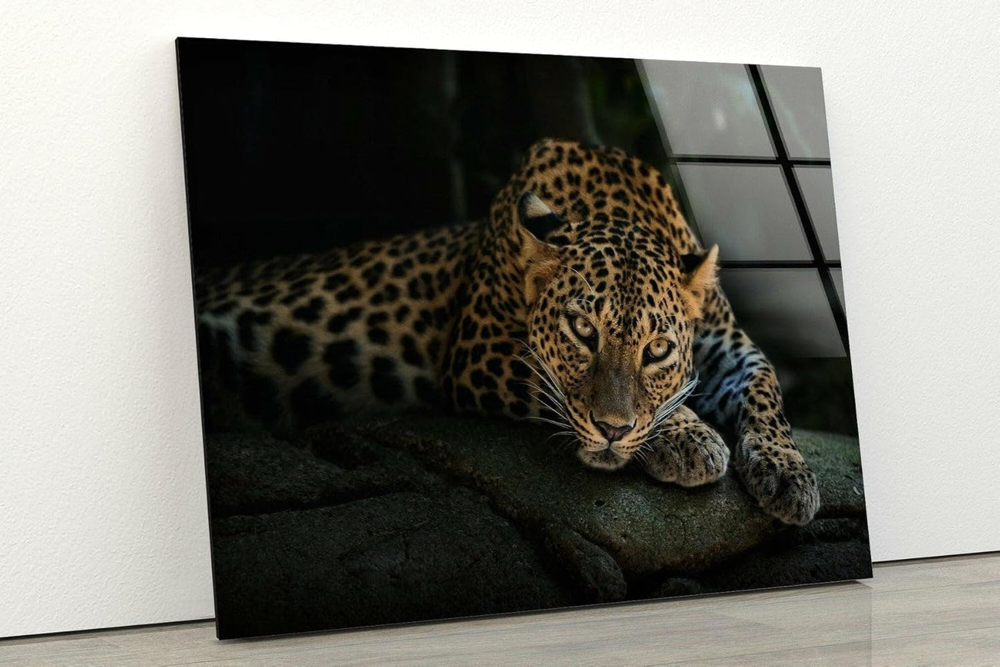 My Photostation.com 20Wx14H'' Fierce Leopard Glass Wall ArtTempered Glass Printing Wall Decor Large Wall Art Wall Hangings