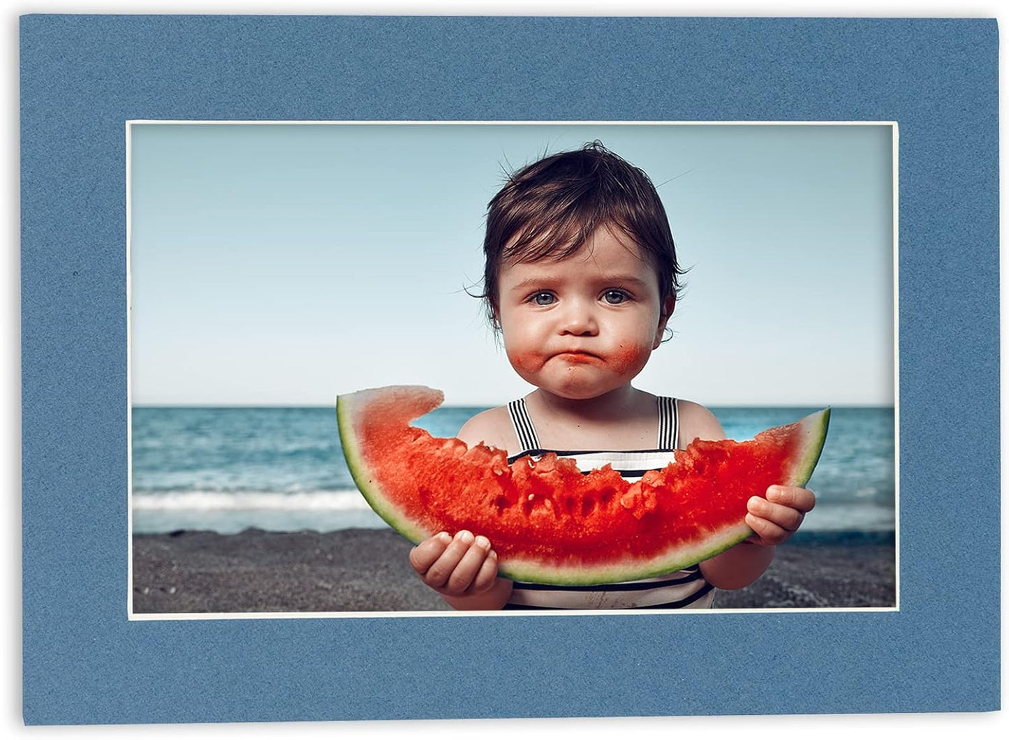 8x10 Mat Bevel Cut for 5.5x8.5 Photos - Acid Free Steel Blue Precut Matboard - For Pictures, Photos, Framing - 4-ply Thickness