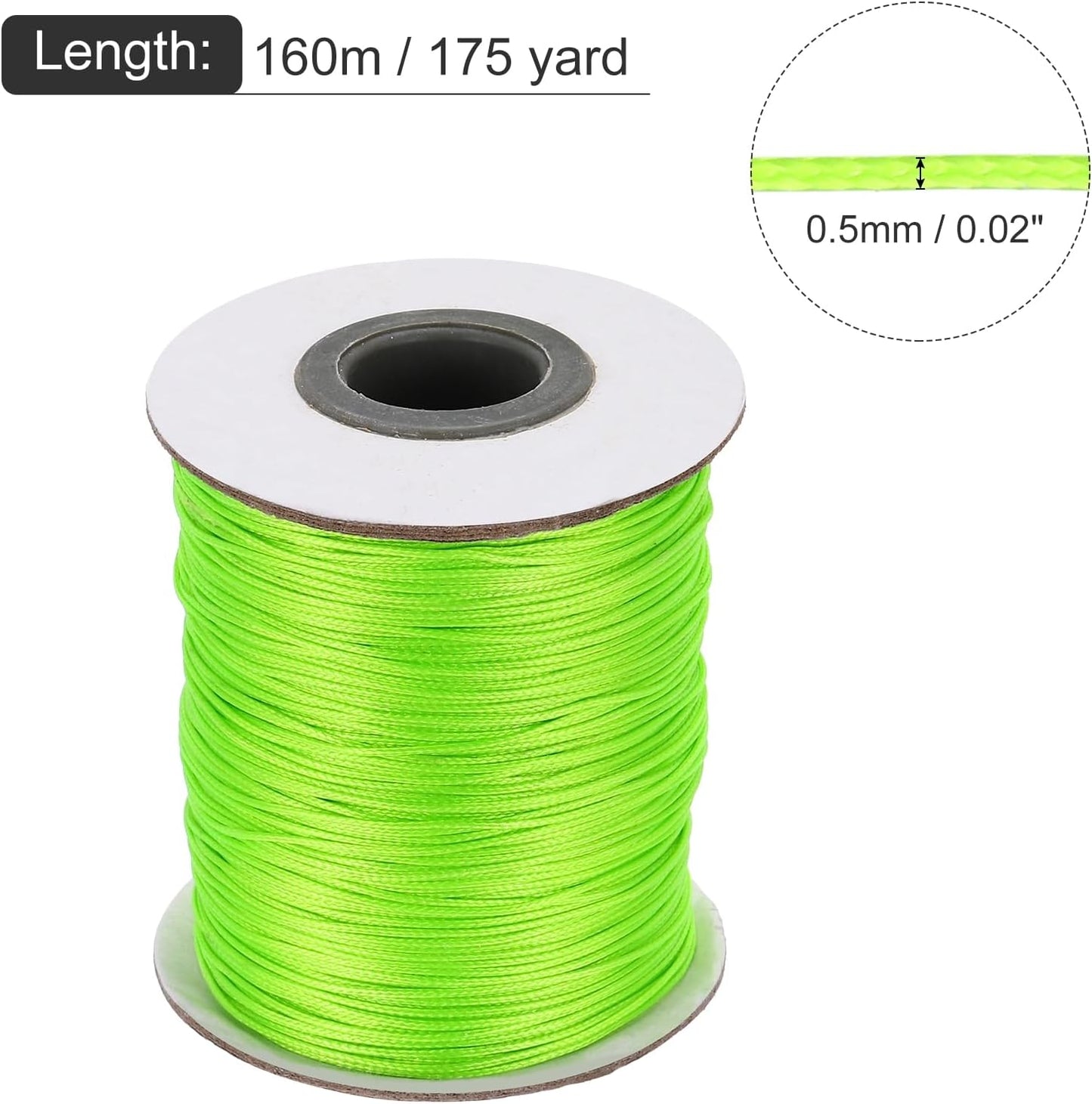 MECCANIXITY Waxed Cord 0.5mm Waxed Polyester Cord 175 Yard Wax String for Bracelet Making, Necklaces, Beading, Jewelry Making and DIY Crafts(Emerald Green)