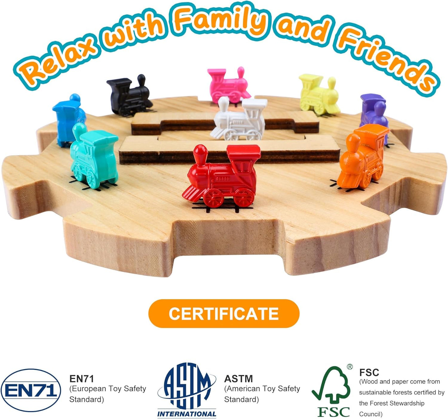 Mexican Train Dominoes Accessories Set with Wooden Hub (Felted Bottom) - Includes 9 Metal Train Markers & 100-Sheet Score Pads - Mexican Train Domino Game Replacement Parts for 2-8 Players Family Game