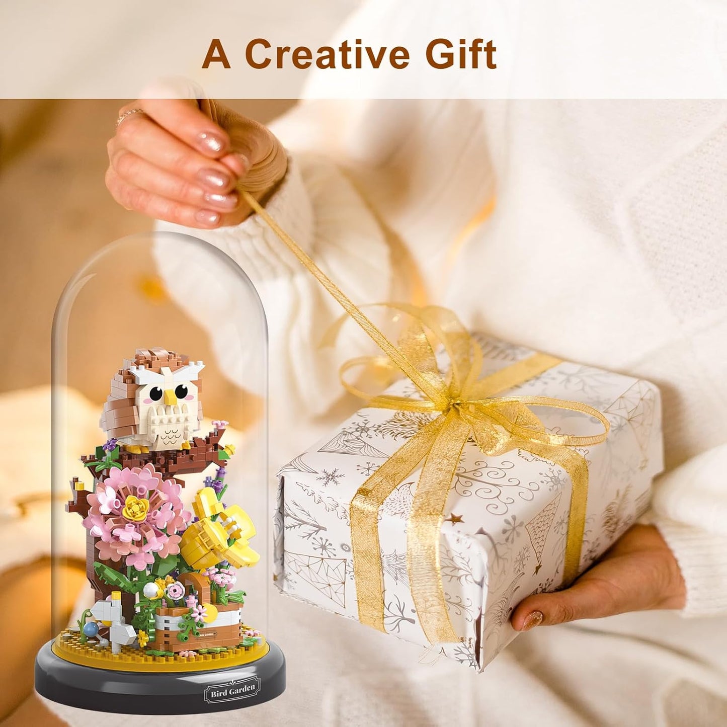 Owl Flower Bouquet Building Set Plants Friend Set Adults Bonsai Tree Party Favors for Kids Animal Building Blocks Set Valentine's Birthday Gift for Girlfriend Boys Girls Age 6-12+(Owl Garden)